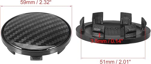 Miniatura 5 de X AUTOHAUX 4 tapacubos centrales de rueda de 2.323 in, cubiertas universales, piezas de tapa de cubo para automóvil, color negro, diámetro interior