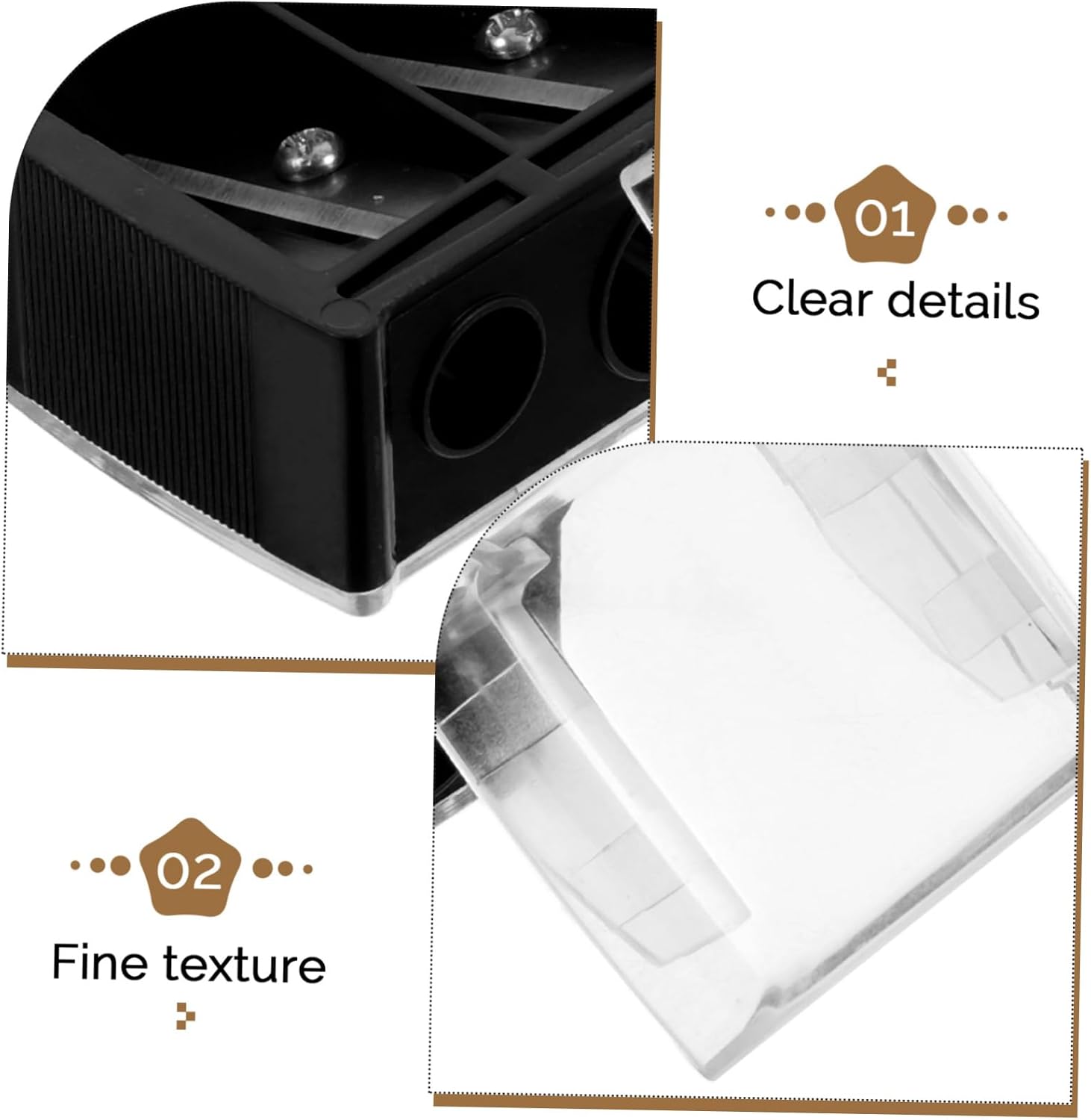 Dual Hole Pencil Sharpener for Lip Liner and Eyeliner, Black
