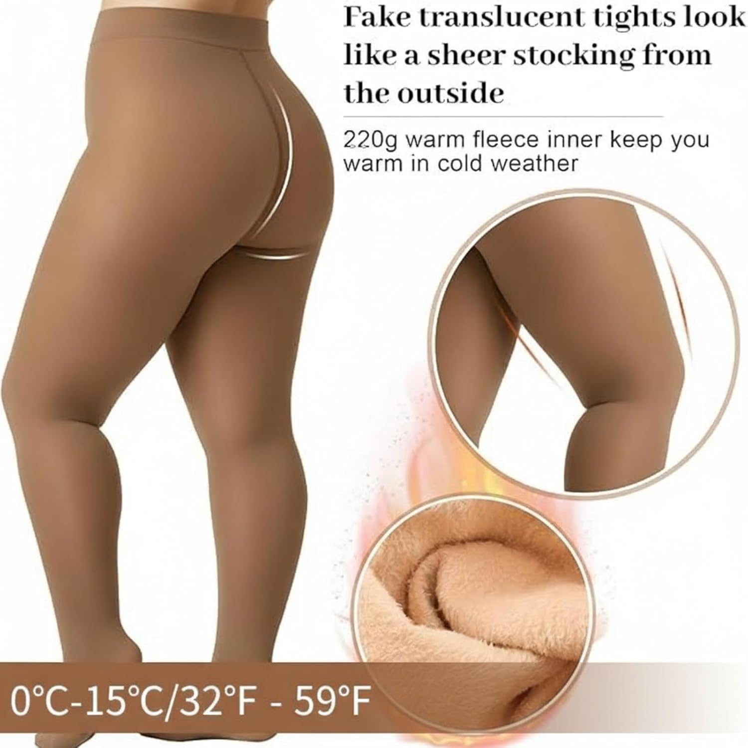 Plus Size Fleece Lined Tights Sheer for Women Fake Translucent Winter Warm Pantyhose Leggings Thick Thermal Tights - Image 6