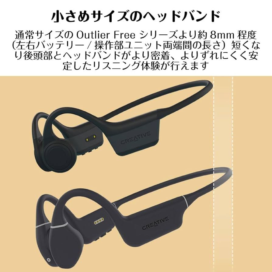 Creative Outlier Free+ブラック 骨伝導イヤホン Creative Outlier Free+ 可動式振動部採用のワイヤレス ボーン