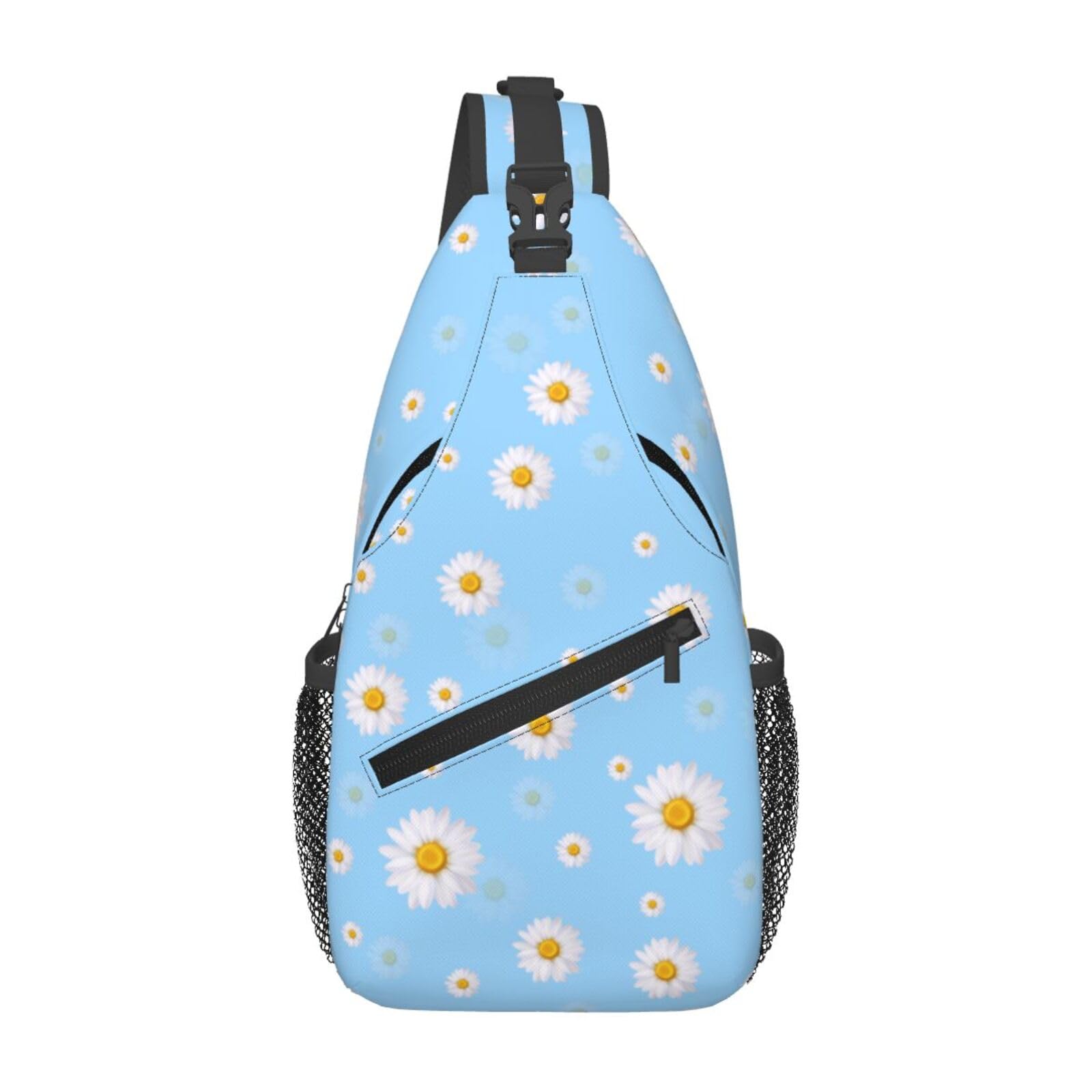 Docsckus Unisex Crossbody Sling Backpack Travel Hiking Daypack Crossbody Bag for Women Men Daisy Blue
