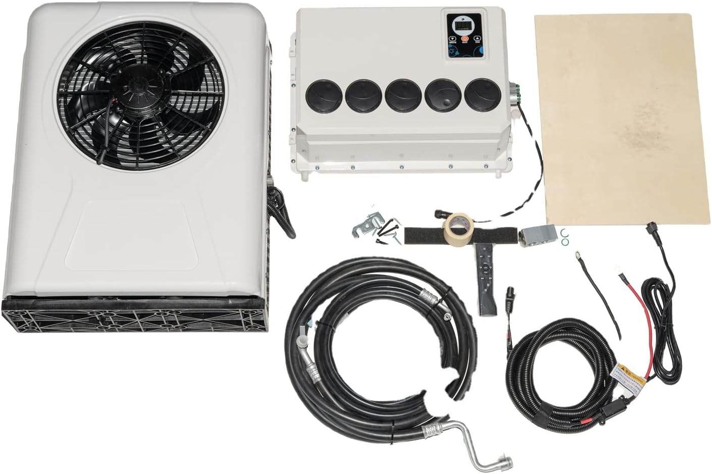 Universal 12V/24V truck air conditioner, Intelligent inverter parking air conditioner, 10000btu, suitable for van, truck, caravan, crane, excavator,passenger car (White,12V)