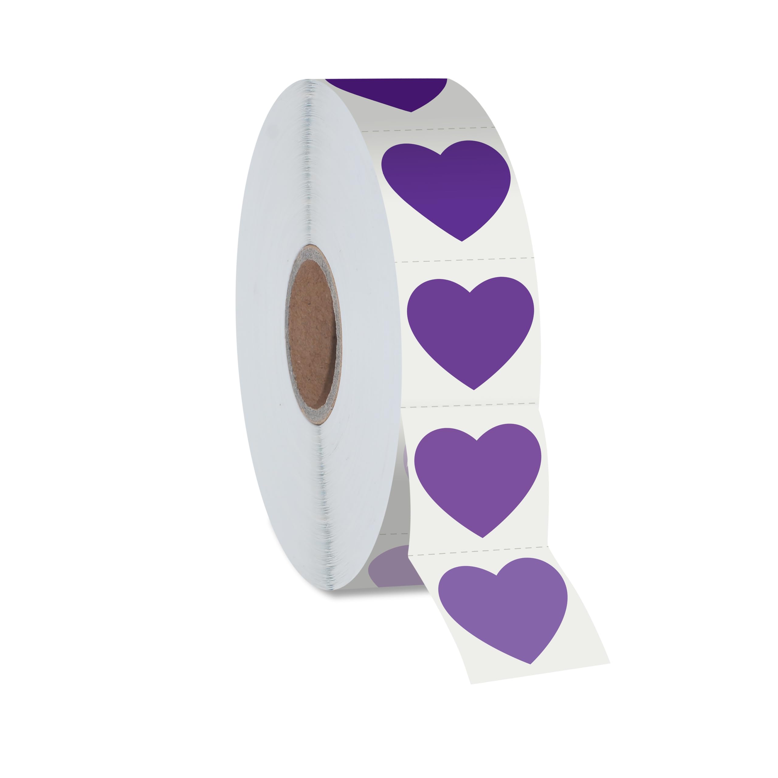 1200 pegatinas moradas en forma de corazón, 10 etiquetas autoadhesivas con diseños morados degradados con línea de perforación en rollo, uso para el día de San Valentín, gráficos de premios