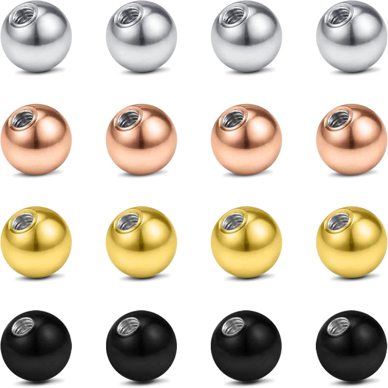 Palline Piercing In Acciaio Chirurgico 316L - Ricambio Per Ombelico, Lingua, Orecchio, 14G/16G - Foto 5