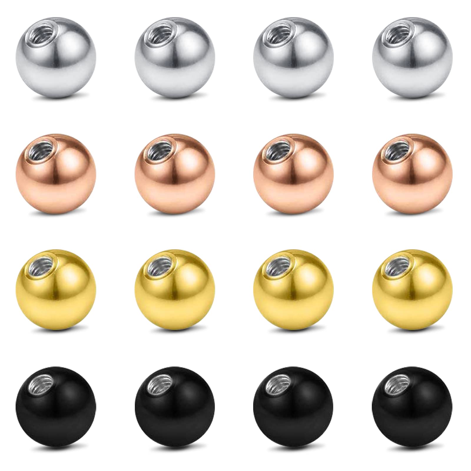 Rajnard Piercing Balls Piercing Bolas de Repuesto de 316L Acero quirúrgico para Piercing en el Ombligo Arco de la Lengua Oreja Labio Nariz Septum 14G 16G 3mm 5mm 6mm 8mm Mujeres Hombres