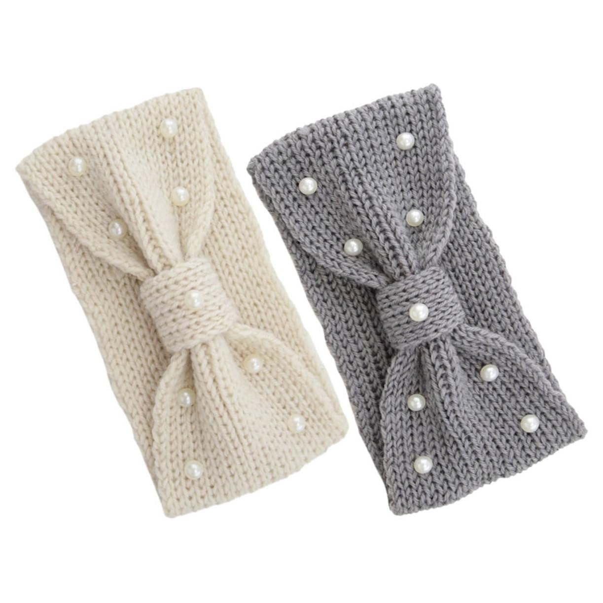 BESPORTBLE 2pcs Women's Knit Headbands Wide Pearl Head Wraps Ear Warmers Comfortable for Cold Weather Fashionable for Everyday