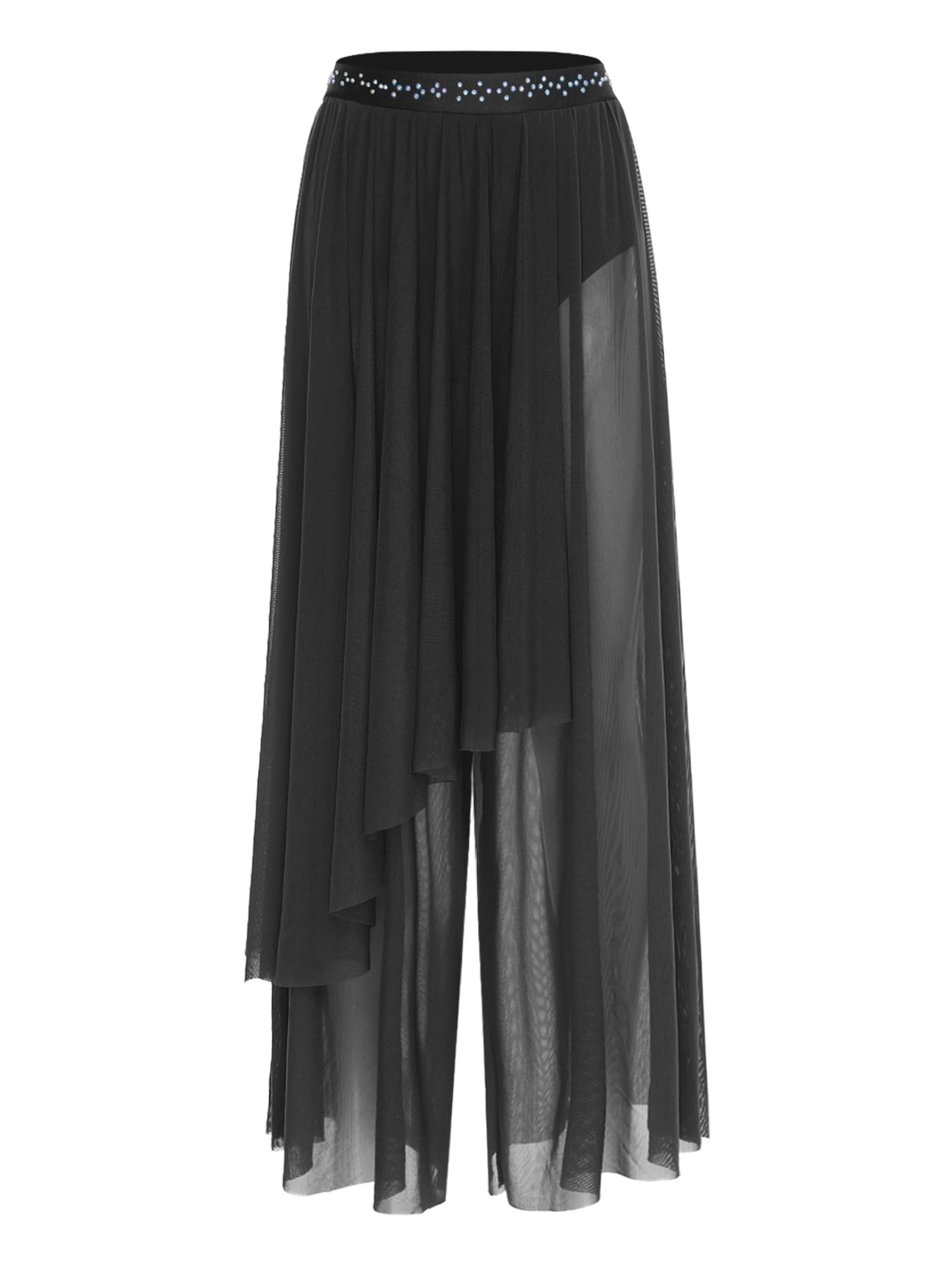 ranrann Femme Ensemble Danse Contemporaine Tenue Haut Une Epaule Strass Pantalon Danse Lyrique Moderne