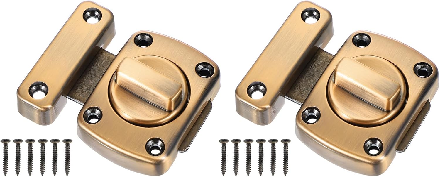PATIKIL Rotate Bolt Latch, 2 Pack Zinc Alloy Gate Latch Safety Door Lock Security Door Slide Latch Pet Door Lock with Screws for Cabinet Closet Bathroom Furniture, White