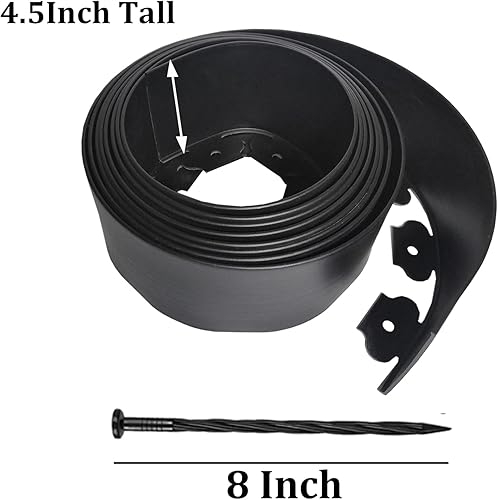 Miniatura 2 de Kit de bordes de paisaje, bordes de jardín de plástico de 20 pies con 25 estacas, bordes de césped de 4.5 pulgadas de alto para patio, césped, borde