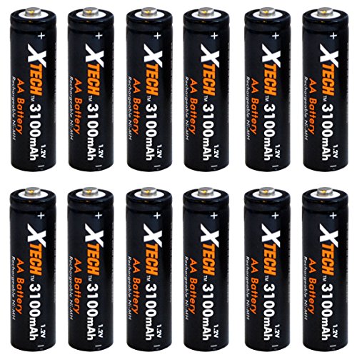 Xtech AA Ultra High-Capacity 3100mah Ni-MH Rechargeable Batteries (12 Pack)