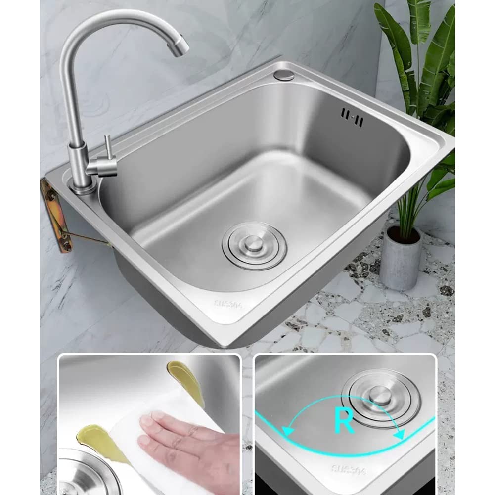 Fregadero De Acero Inoxidable De Una Cubeta Para Lavar Con Grifo De Cuello De Cisne - Lavamanos De Montaje En Pared Para Restaurante, Cocina Y Hogar - Fregadero De Cocina ( Color : Silver , Tamaño : 3