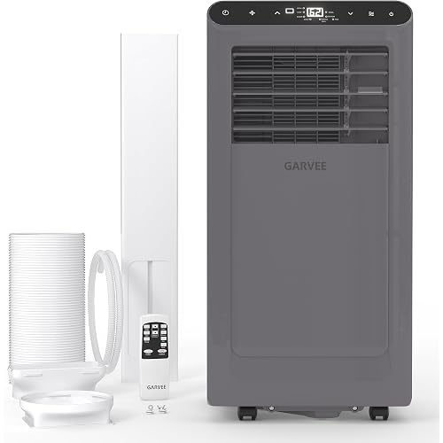 Garvee 8000 BTU Portable Air Conditioner,Up to 350 Sq.Ft. Remote Control 48dB Portable AC Unit, Dehumidifier, Fan, Sleep, 24H Timer&Installation Kit, DOE Certified, Ceer 6.2,Grey+Black Panel