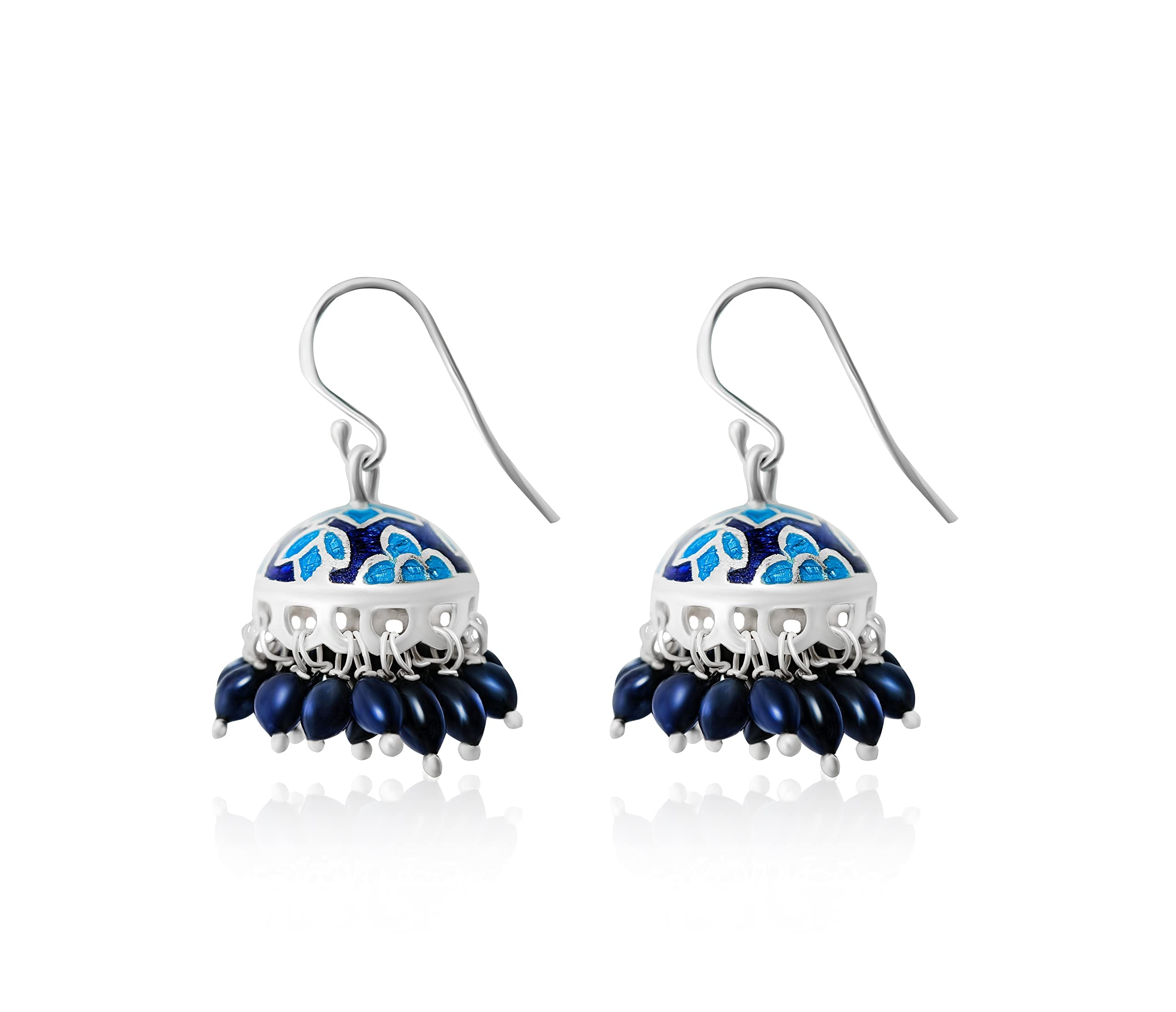 INARI SHINES 925 Sterling Silver Antique Jhumki Earrings with Multi Enamel Meena | Small Jhumka Gift for Women and Girls - Blue (B0B7WQRPDG) Amazon Price History, Amazon Price Tracker