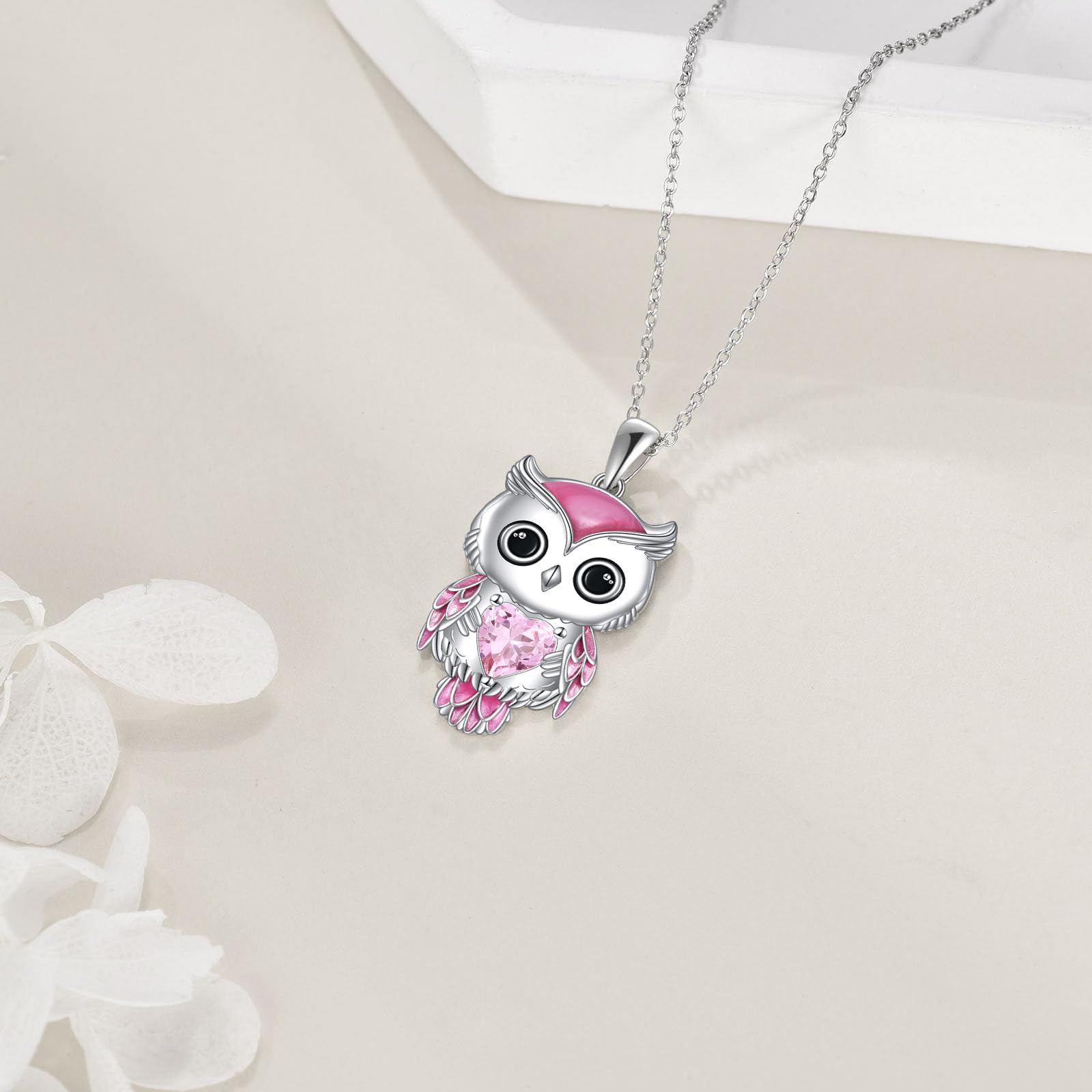Vadmans Collar de Búho Regalos de Joyería para Las Mujeres 925 de Plata Esterlina Piedra de Nacimiento Búho Colgante Collar de Joyería de Navidad para Las Niñas