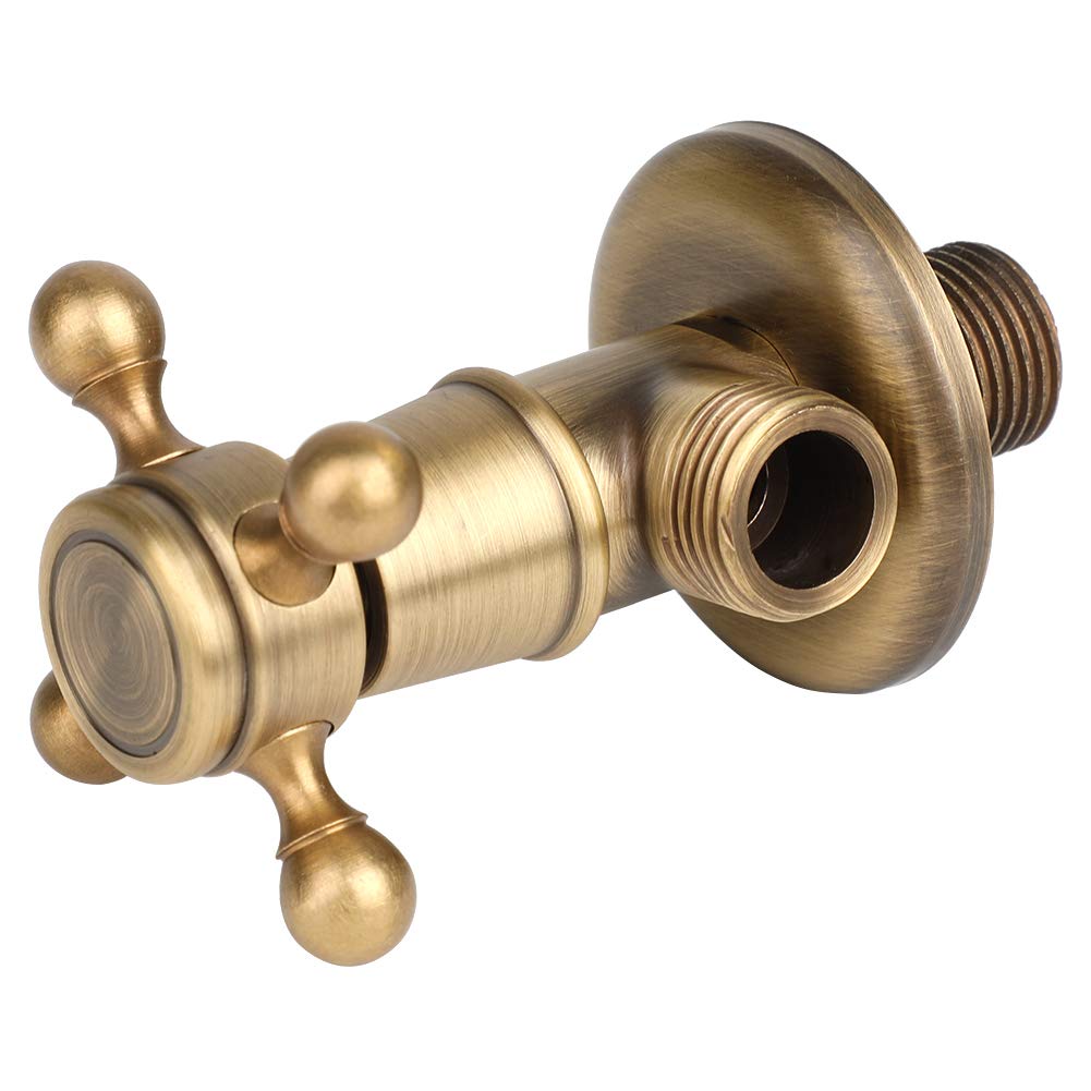 Valve d'angle en cuivre complet universelle froid et chaud antirouille antiseptique design rétro pour robinets multiples salle de bains cuisine avec contrôle d'eau précis et durable