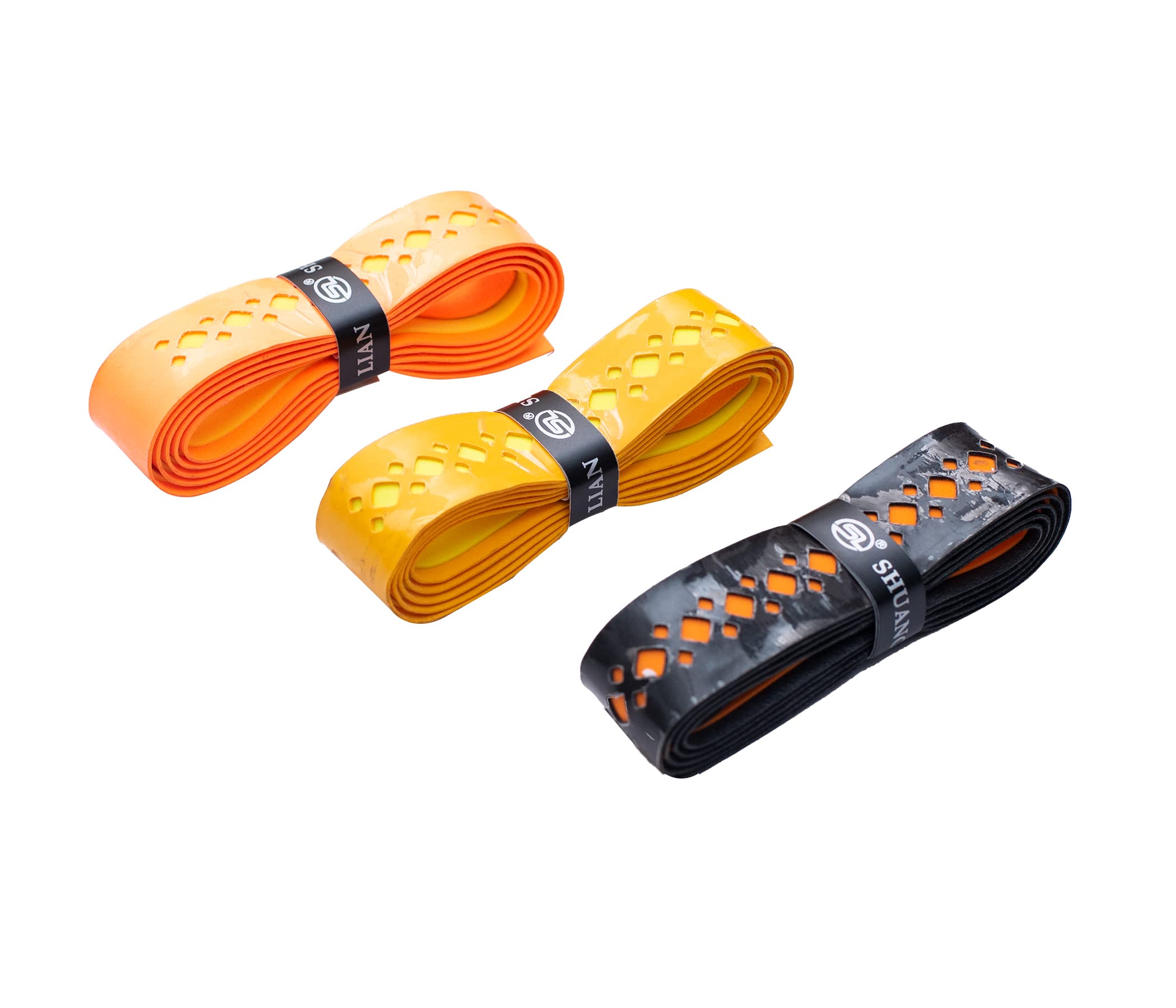 IRIS Super Perforated Absorbent and Anti-Slip, Designer Badminton Racket Grip, Tennis Overgrip Pickleball Overgrip (3 Pcs) (Black, Orange, Yellow) (B09SWXHP82) Amazon Price History, Amazon Price Tracker