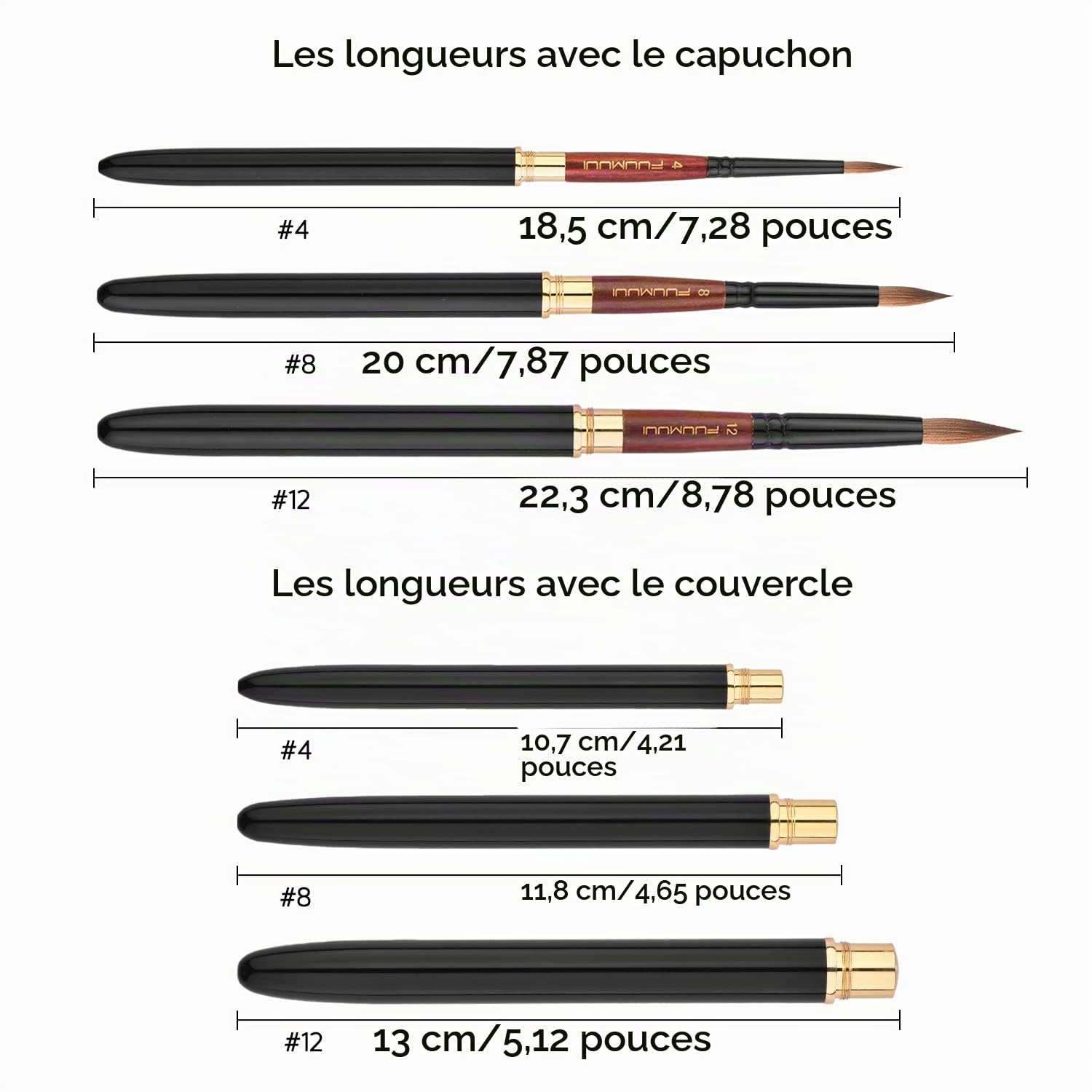 Pinceaux aquarelle pour gouache en sable Kolinsky, pinceaux de peinture à l'eau de voyage pour artistes Fuumuui avec étui en cuir de poche, parfait pour la peinture à l'aquarelle, à la gouache et à