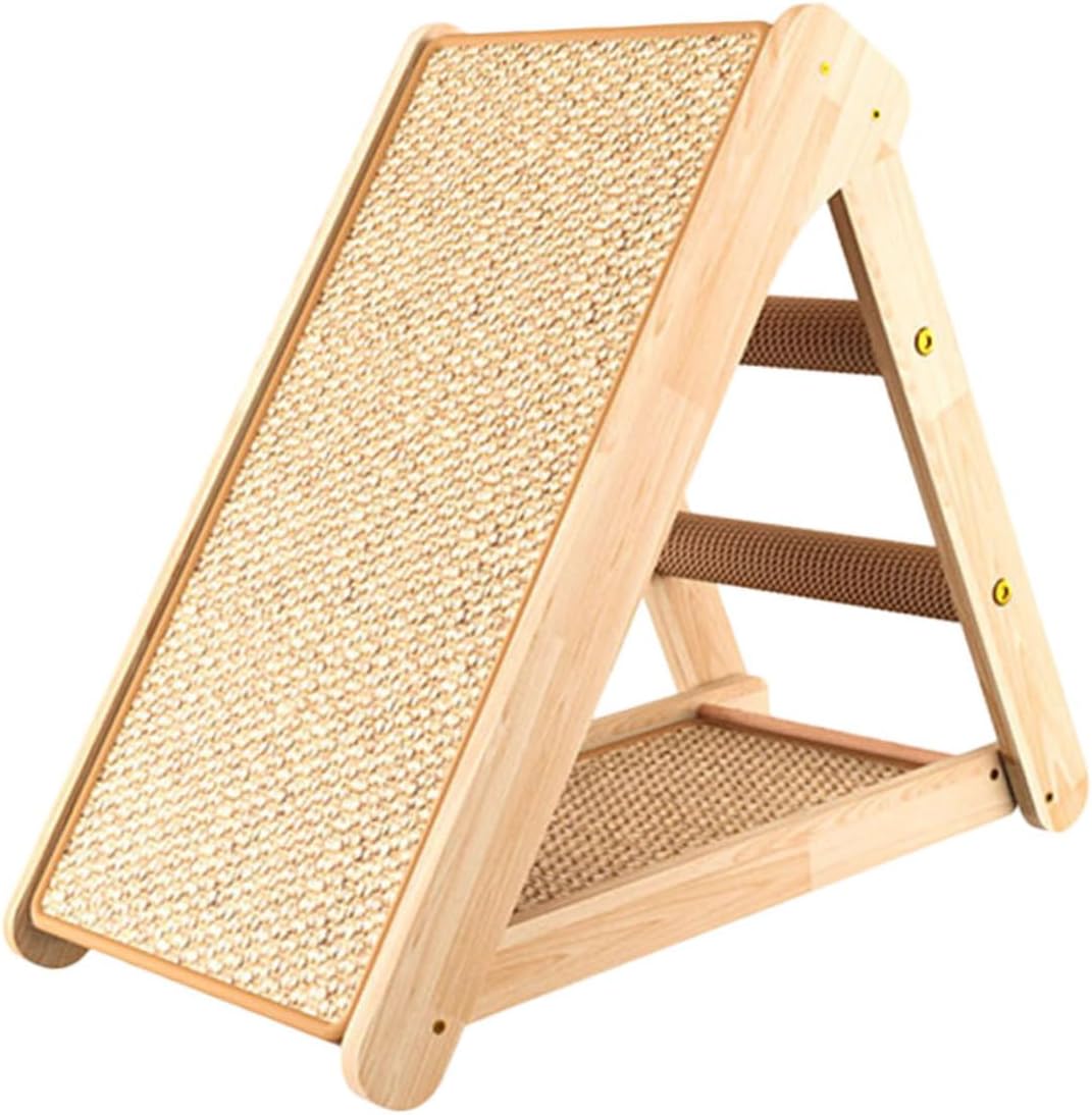 YARNOW Wooden Cat Furniture Sisal Cat Scratcher Ramp Multifunctional Scratch Board Small Size Indoor Scratching for Kittens