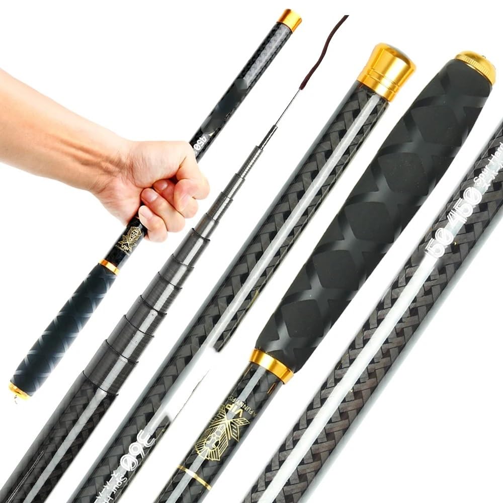 Canna da Pesca Extra Lunga,Canna da Pesca Fissa Canna da Pesca telescopica 2,7M/3,6M/4,5M/5,4M/6,3M/7,2M Attrezzatura for Acqua Dolce con Asta for Flusso(7.2 m)