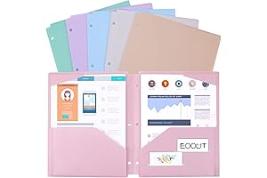 EOOUT 6Pcs Colorful Binders with Folders 3 Hole Punched, Heavy Duty Binder...