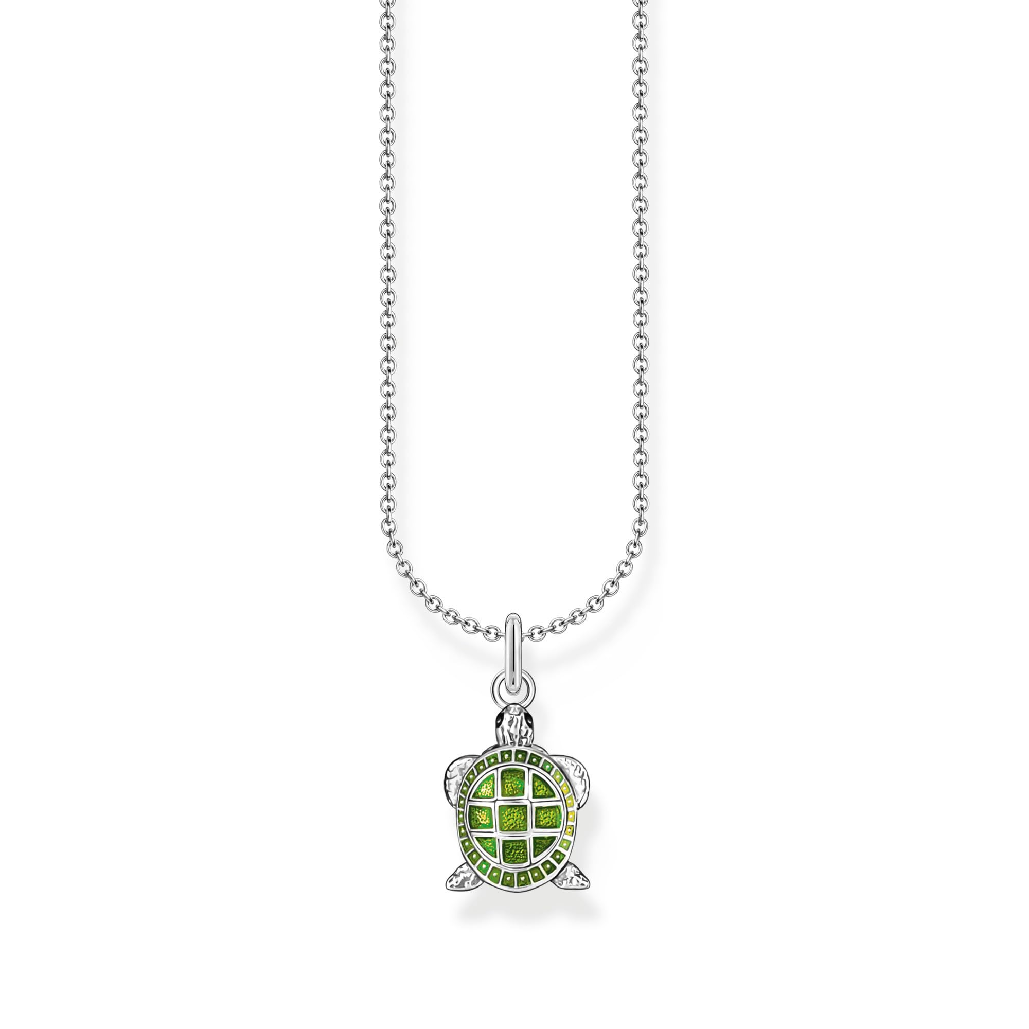 THOMAS SABO Collar con colgante de tortuga verde plata de ley 925 KE2216-007-6, talla única, Plata esterlina, No es una piedra preciosa