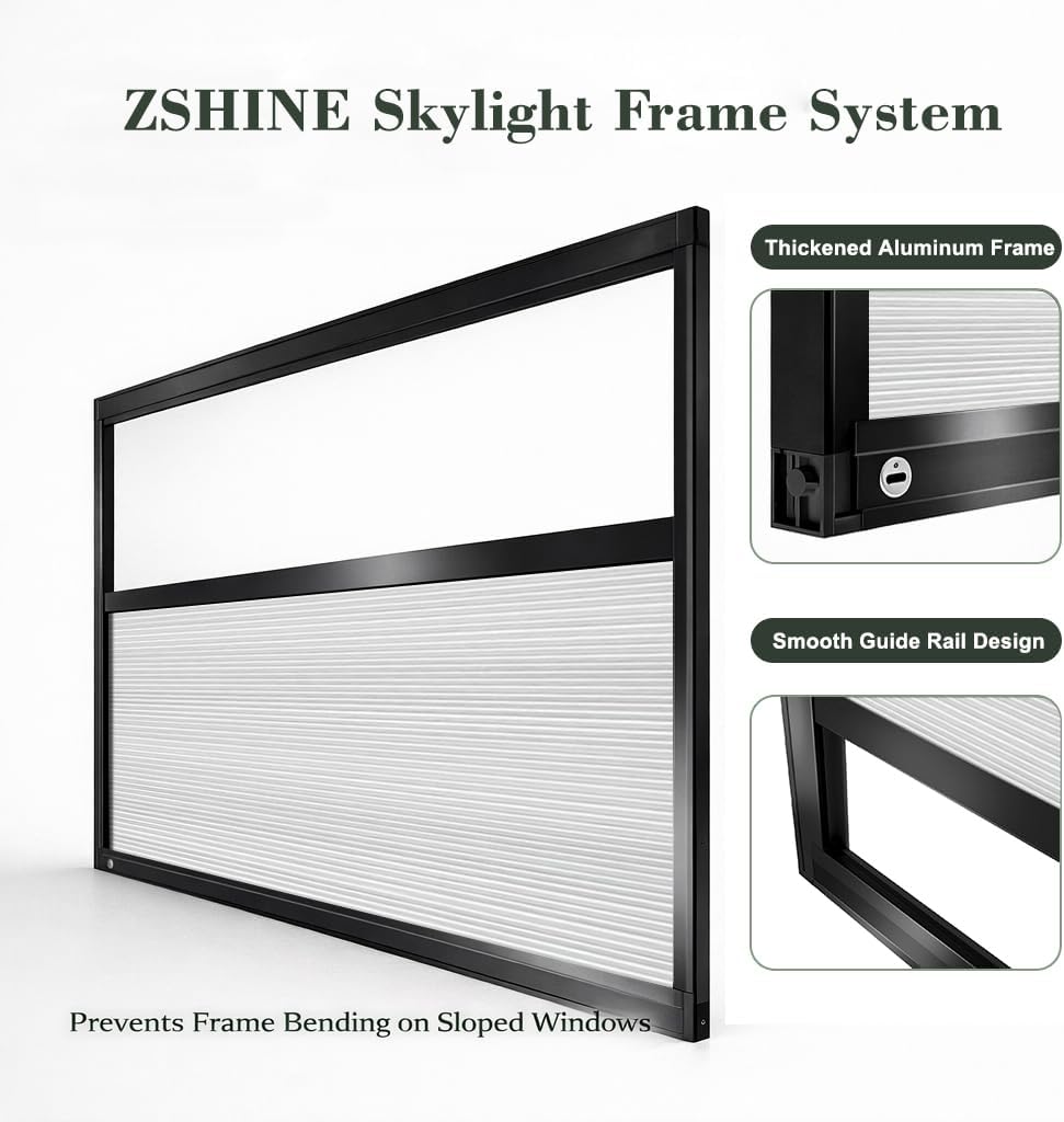 Zshine Motorized Cellular Shades Cordless Honeycomb Blinds Full Blackout Fabric Window Shades for Skylight (93021A Off White)