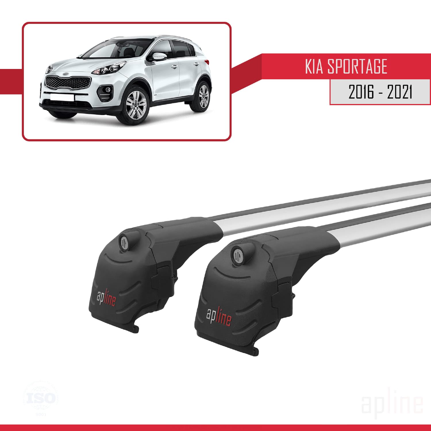 Compatible con Kia Sportage (QL) 2017-2022 Barras de techo ACE-2 Portaequipajes Barras Transversales GRIS