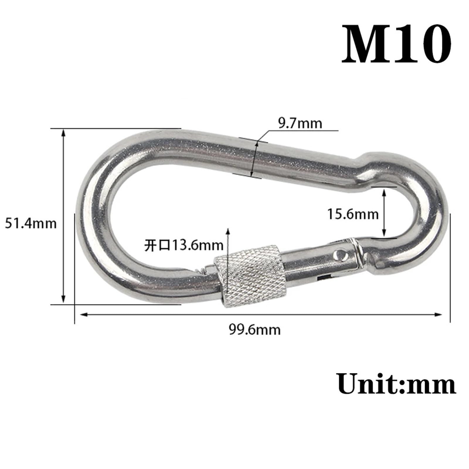 Moschettone Inox Supporto for fissaggio catena con moschettone a scatto a molla in acciaio inossidabile M4-M10 Personalizza(M10,5pcs)