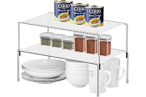 Kitchen Cabinet Organizer Shelves, Set of 2 Stackable Tupperware Organizer and Storage