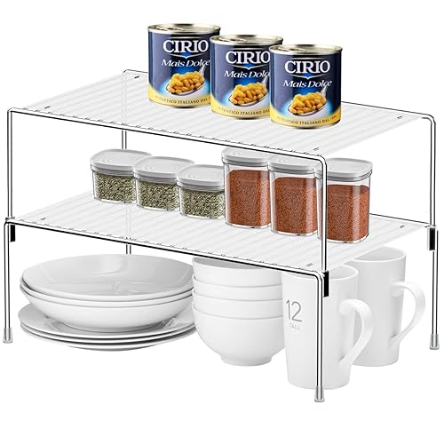 Set of 2 Kitchen Cabinet Organizer Shelves, Stackable Organizer and