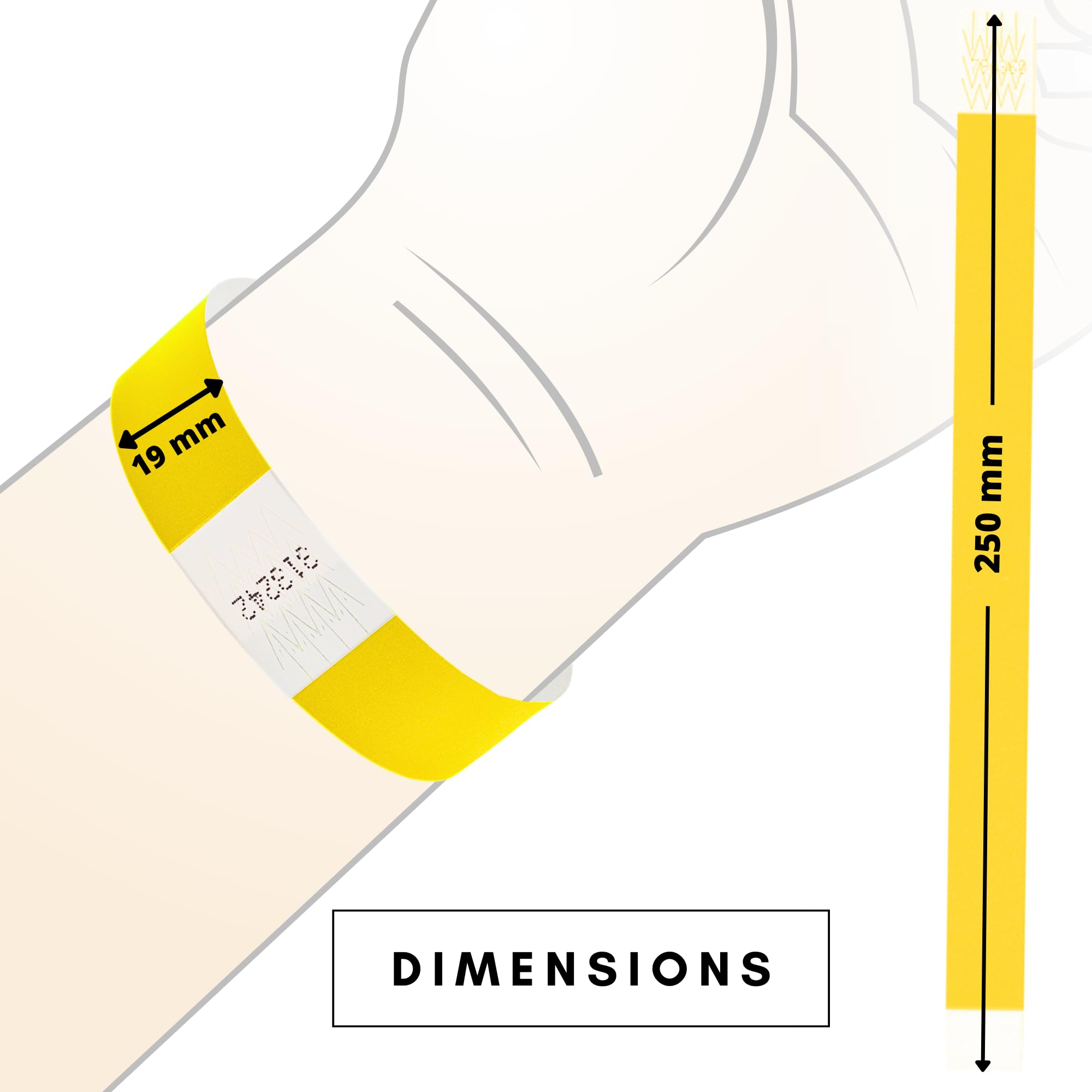 Bracelet papier couleur événement Yellow 19x250 mm 500 pièce | Bracelet evenementiel d'identification, entrée, évènement festival event concert, d'entrée