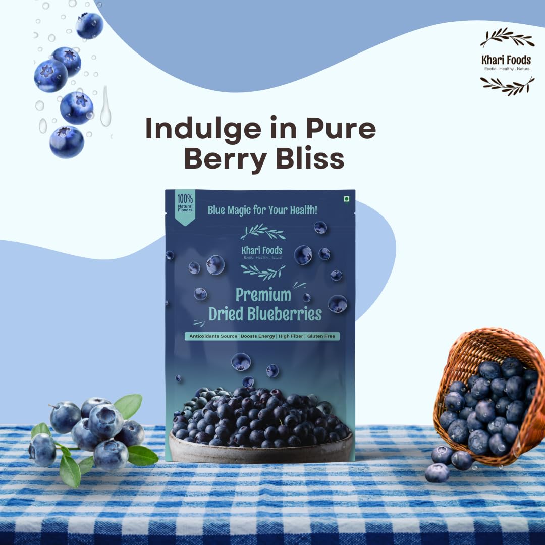 Khari Foods Dried Seedless Blueberries 150g, Rich in Fibre, Vitamins, Healthy Snacks 2