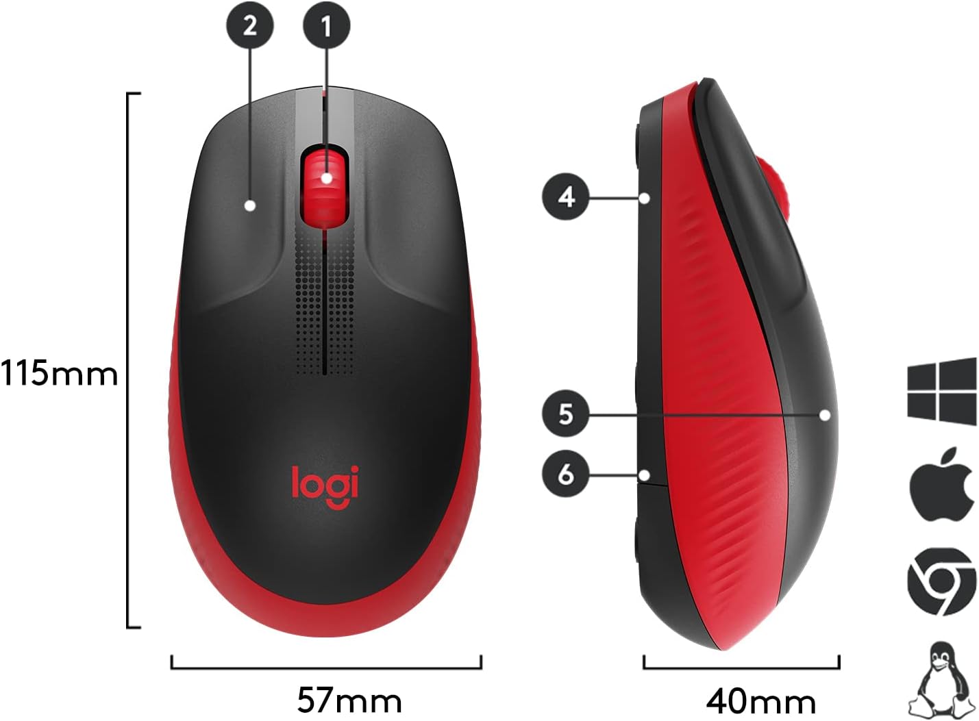 LOGITECH MOUSE M190 WIRELESS RED