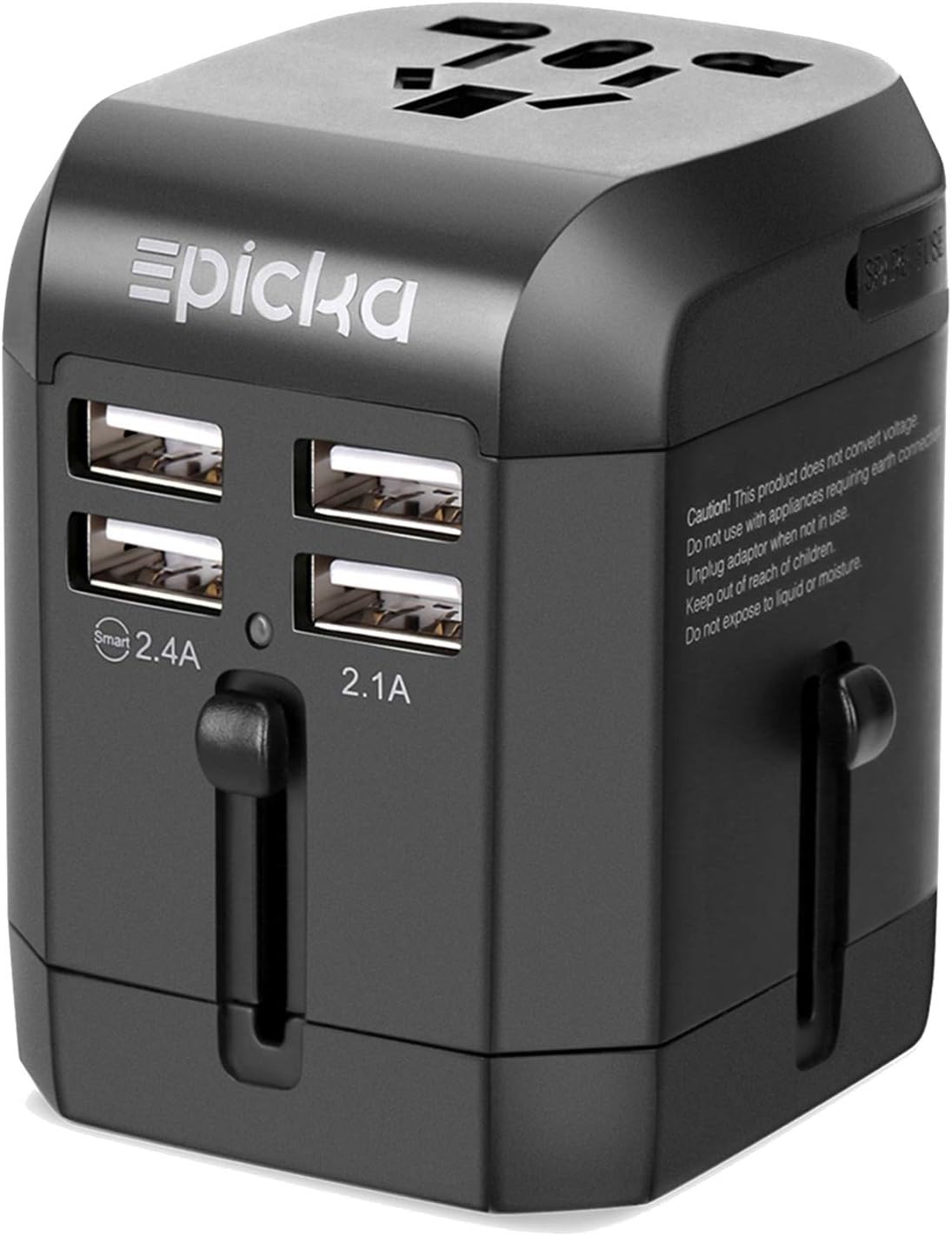 Universal Travel Power Adapter - EPICKA All in One AC Plug Adapter for USA EU UK AUS Including Quad 3.5A Smart Power USB Charging Port (4X USB)