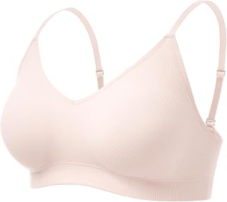 Momcozy Nursing Bras for Breastfeeding and Sleep, Seamless Soft & Stretchy Maternity Bra, V Neck Wireless Pregnancy Bralette