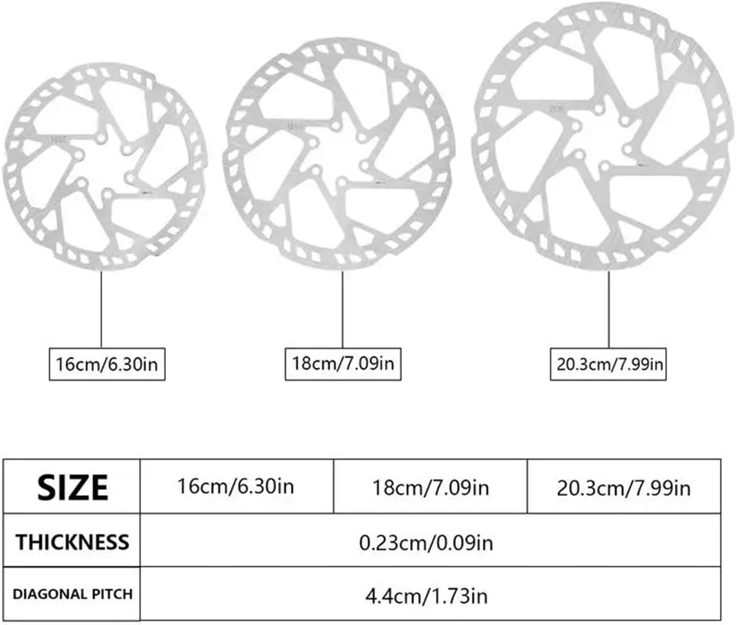 Disc Brake Rotor 5pcs Disc Brakes For Biking 203/180/160mm Rotors With 6 Bolts Lightweight Brake Rotor Replacement Electric Scooter(160mm)