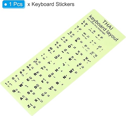 Miniatura 3 de PATIKIL Adhesivos tailandeses para teclado que brillan en la oscuridad, cubierta universal luminosa de repuesto para computadora de escritorio,