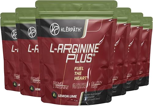 L-Arginine Plus Limón Limón 6 Pack Presión arterial, Fórmula de colesterol, Suplemento de salud cardíaca, 13.4 oz (380g)