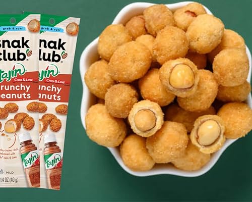 Miniatura 7 de Paquete de cacahuetes crujientes de chile y lima Incluye doce bolsas de 14 onzas de cacahuetes crujientes Snak Club Tajin y un imán de nevera