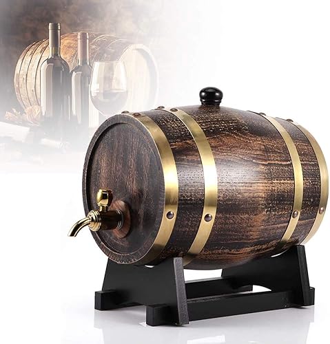 Barril de roble, 3L estilo retro madera de roble vino tinto brandy barril de whisky barril barril cubo contenedor con grifo almacenamiento en el