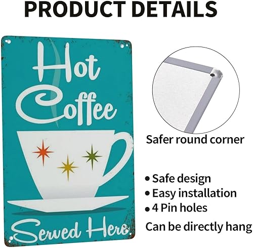 Miniatura 4 de Letrero de lata de café moderno de mediados de siglo, 6 x 8 pulgadas, decoración artística de metal retro