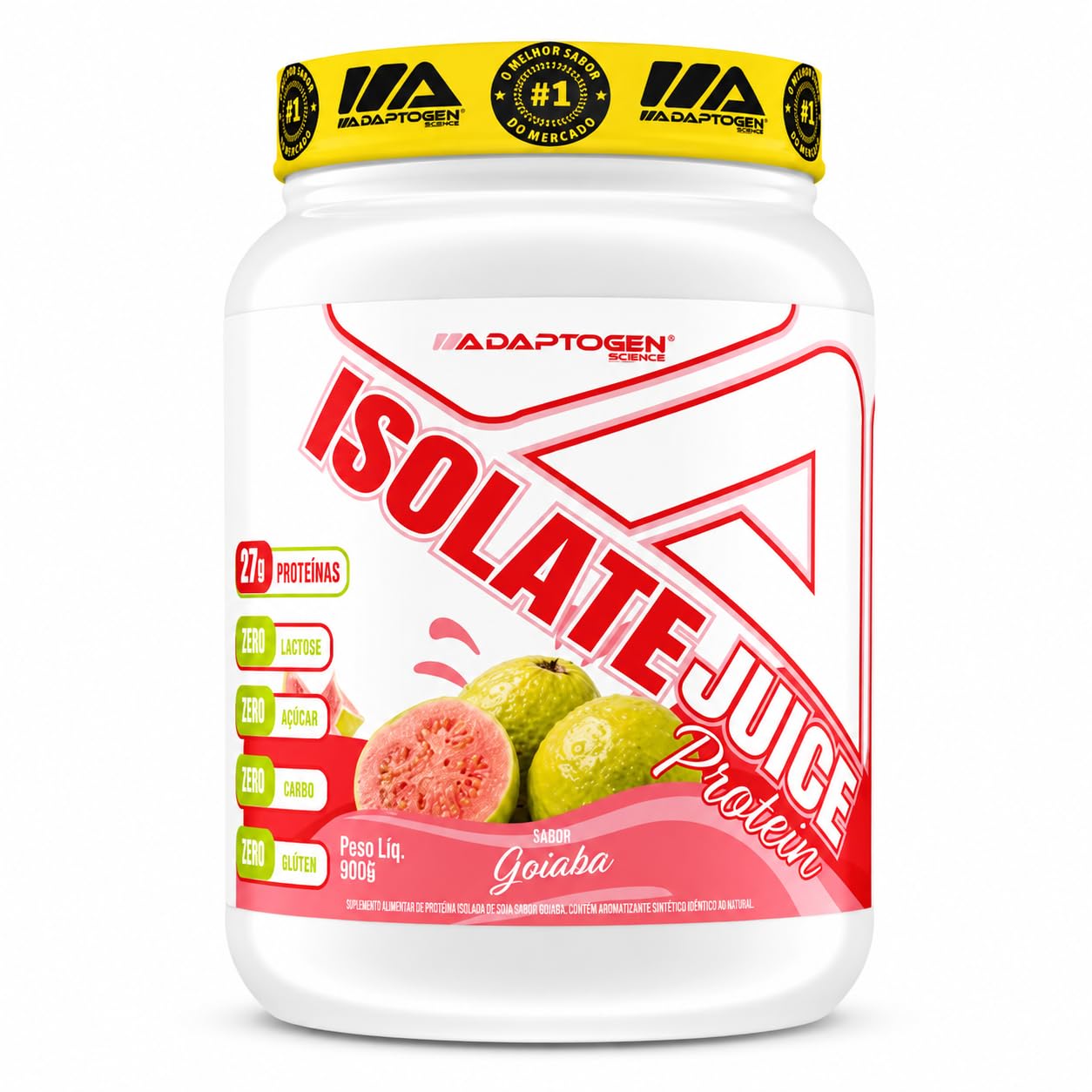 Tasty Isolate Juice Goiaba 900g - Proteína Isolada, Zero Açúcar, Sem Lactose - Adaptogen Science