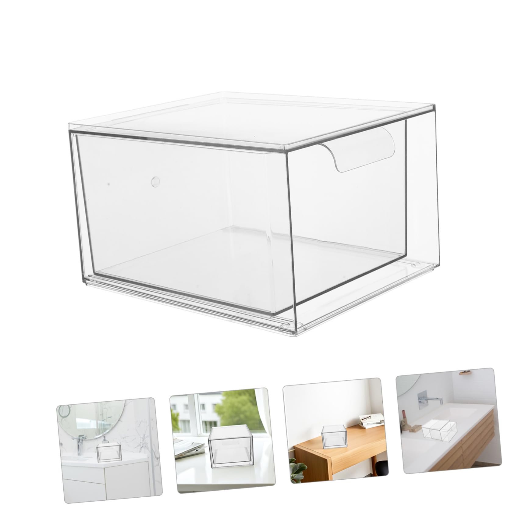 Caja De Almacenamiento De Cosméticos Transparente Con Organizador De Maquillaje Para Baño y Tocador Para Paletas y Productos De