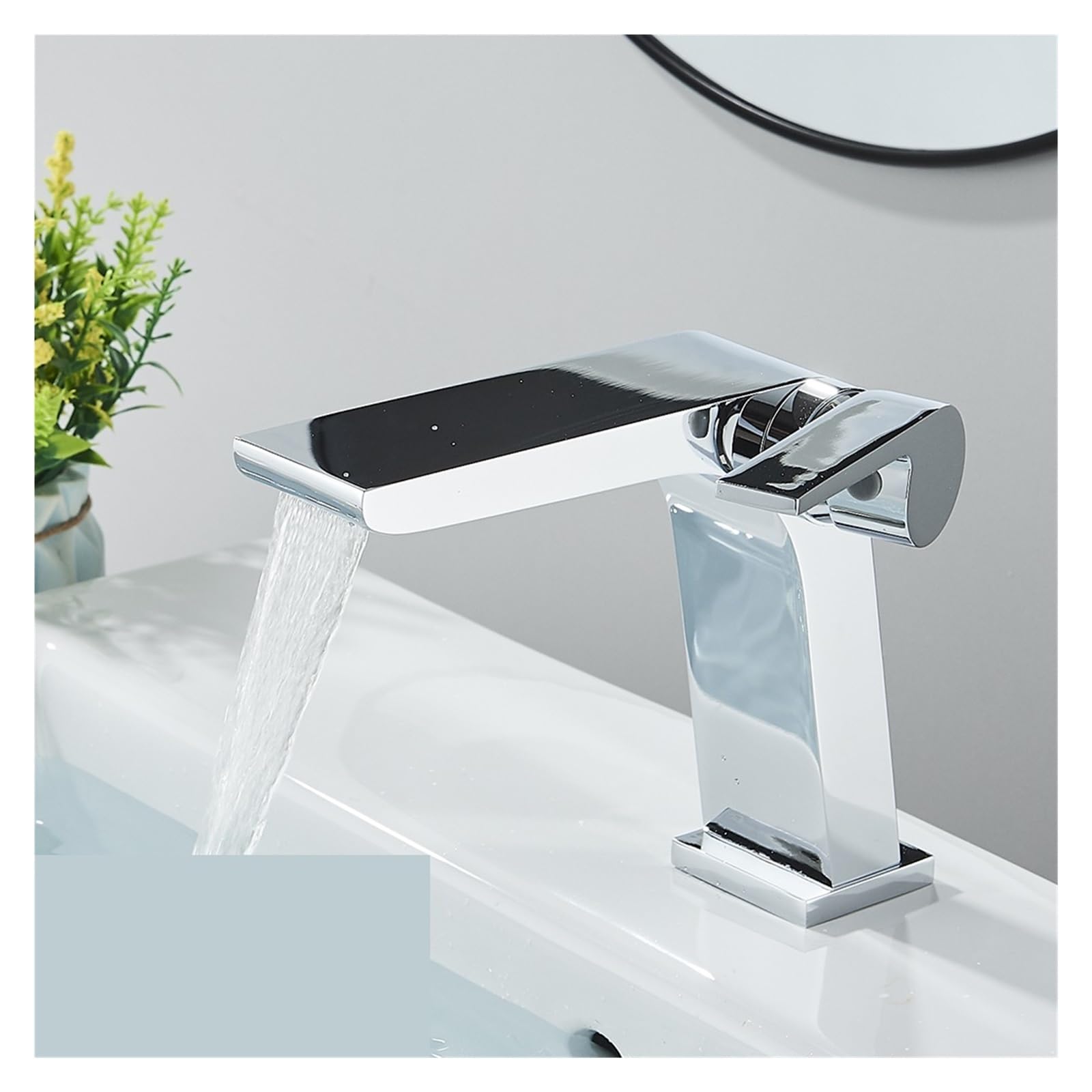 Robinet de salle de bains finitions chrome éclatant mitigeur lavabo design épuré