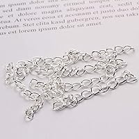 Vista 4 de 100 cadenas extensoras de plata para hacer joyas, cadena de extensión extraíble de acero inoxidable para hacer collares, pulseras, tobilleras