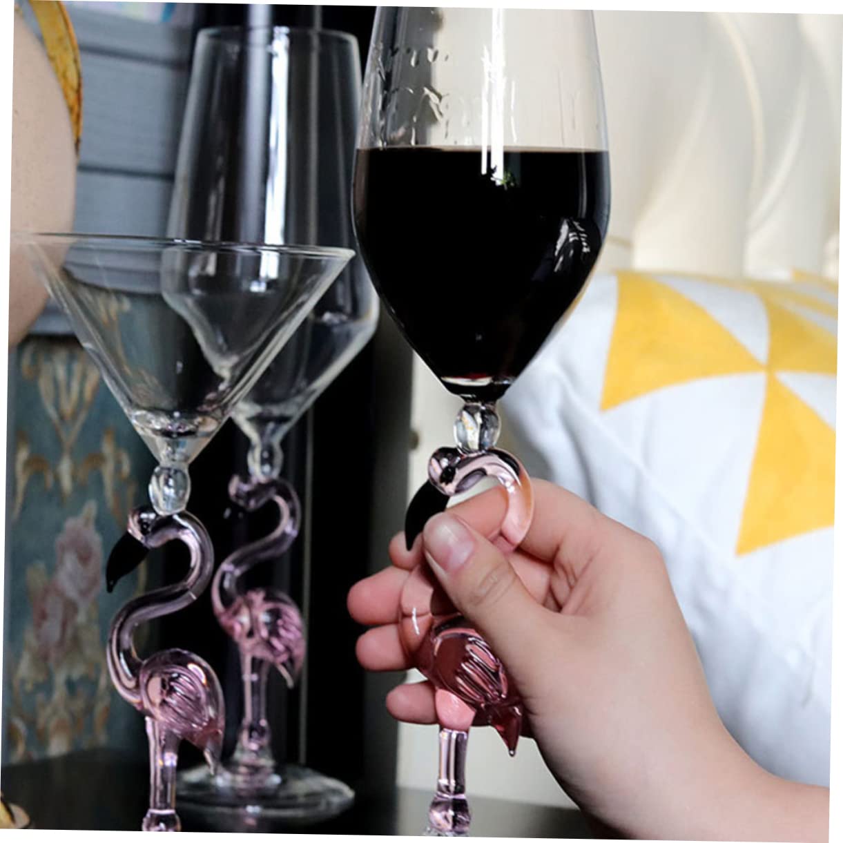 Cabilock 2 Piezas Vasos de Cóctel de Flamenco de Resistente los Copas de Vino Creativas para Fiestas Uso Multifuncional Bares y Restaurantes