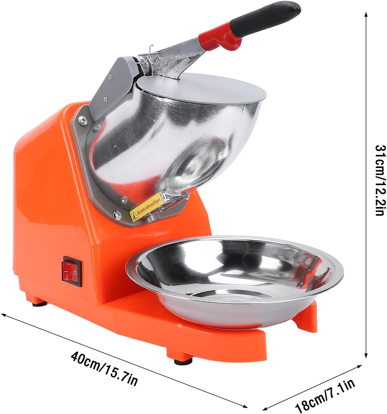 Electric Ice Crusher 380W Stainless Steel Dual Blade Shaved Ice Snow Cone Maker for Home Use, Efficiently Crushes Ice with Fine Texture, Multifunctional for Snow Cones and