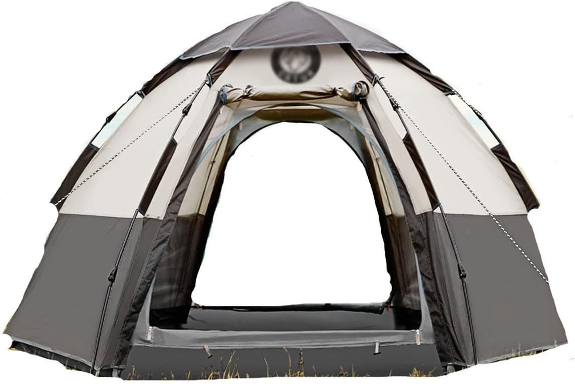Tent Hexagonal,Automatic Pop-Up Dome Tent,5-8Man Family Camping Tent Mesh Windows, 210T Oxford Fabric Water Resistant Wind Resistance