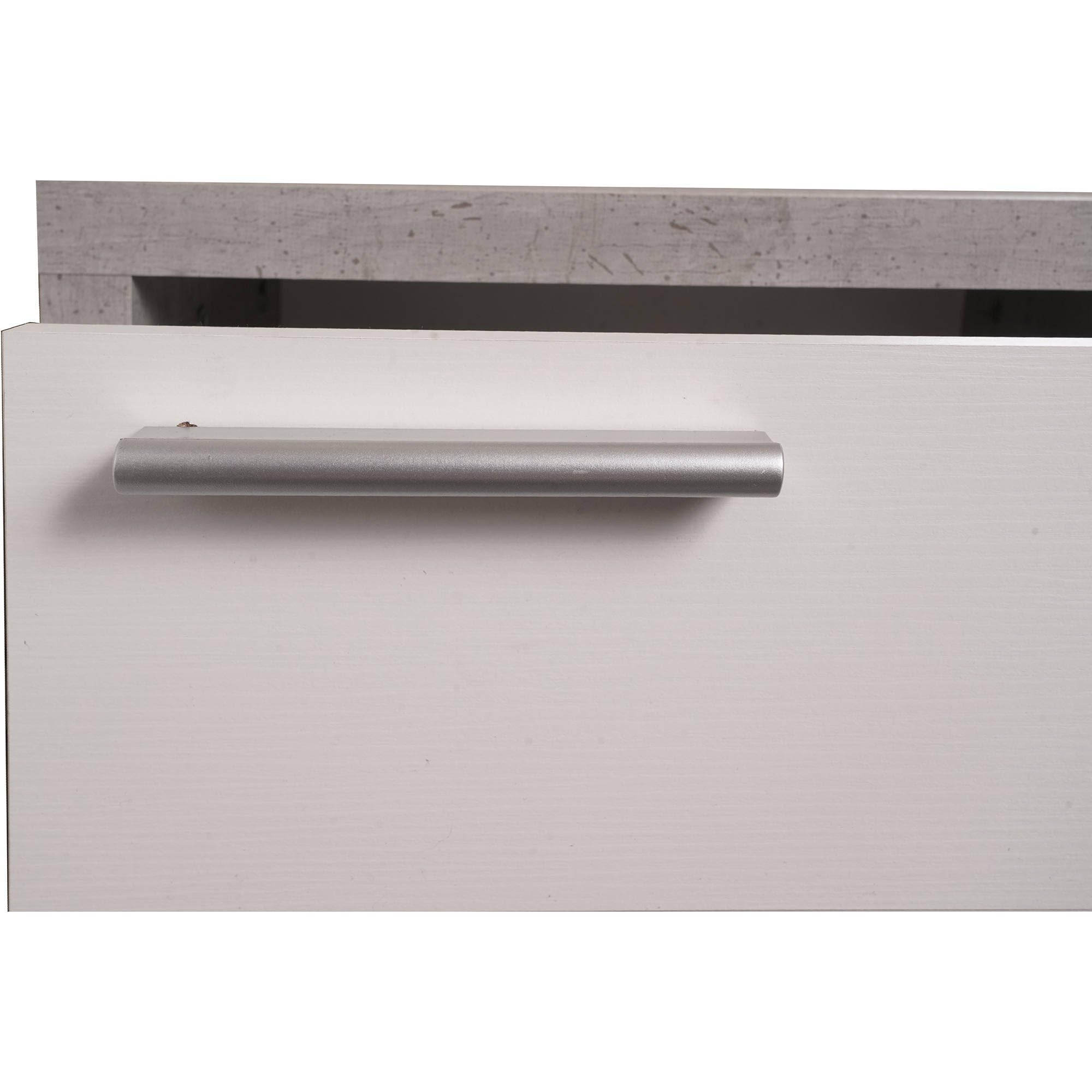 Dmora Mobile Da Ingresso A Due Cassetti Con Specchiera, Cm 80 X 27 X 170, Colore Bianco E Cemento