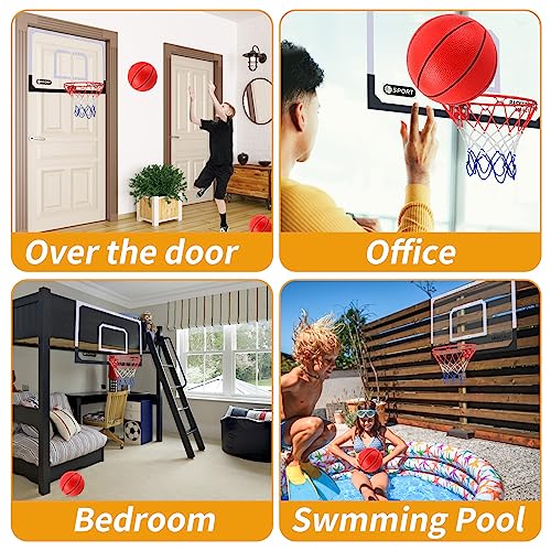 Upgrade Basketball Hoop Set - Extra Large 26" x 17" Pro Indoor Basketball Hoop for Door & Wall with 2 Balls, Complete Accessories, Basketball Toy Gift Perfect for Boys Girls Teens Adults - Thumbnail 6